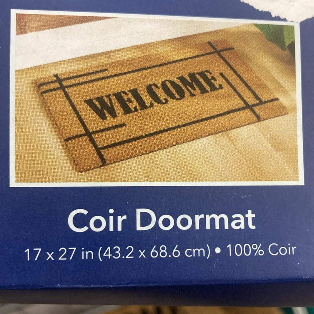 NWT Tan & Black-Skid-Resistant- Thick Pile WELCOME- Coir Door Mat 17x27